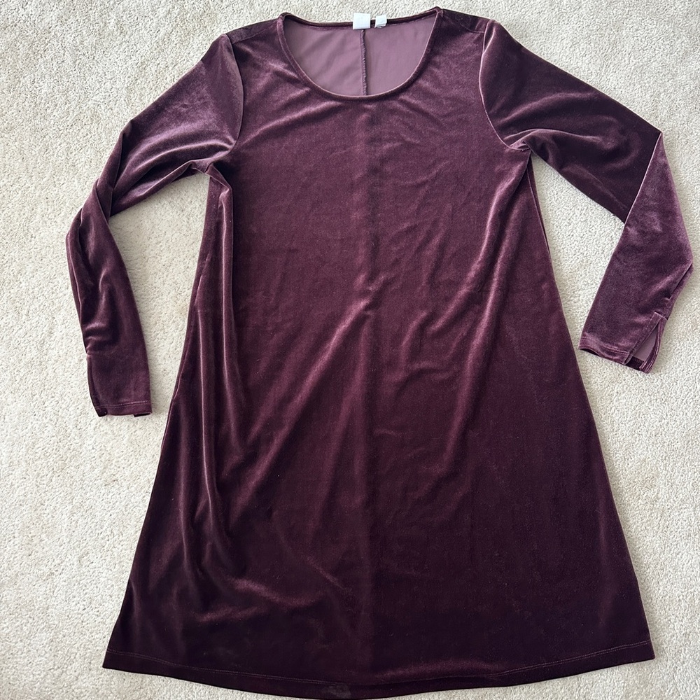 GAP Burgundy Velvet Long Sleeve Dress